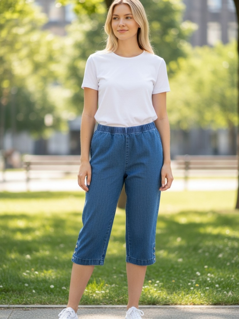 Just My Size Blue Denim Capri Pants